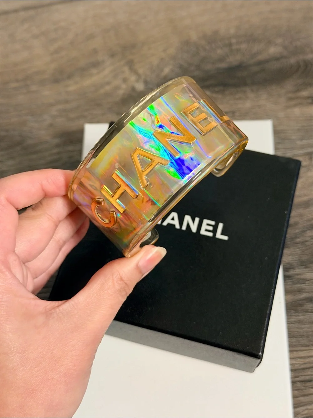 Chanel Statement Iridescent Cuff Bracelet